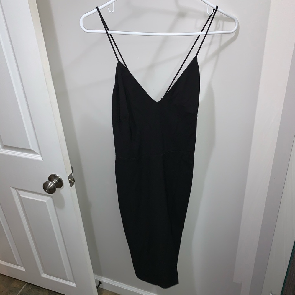 Bebe black strappy midi dress with slit NWT